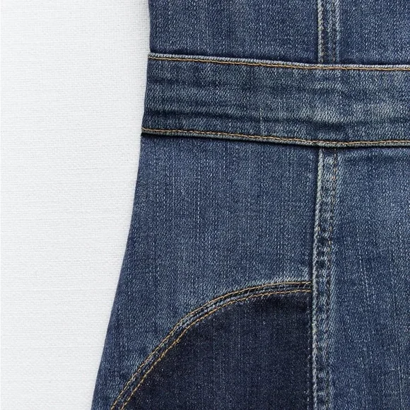 Zara Blue Patchwork Denim Dress - Picture 17 of 17